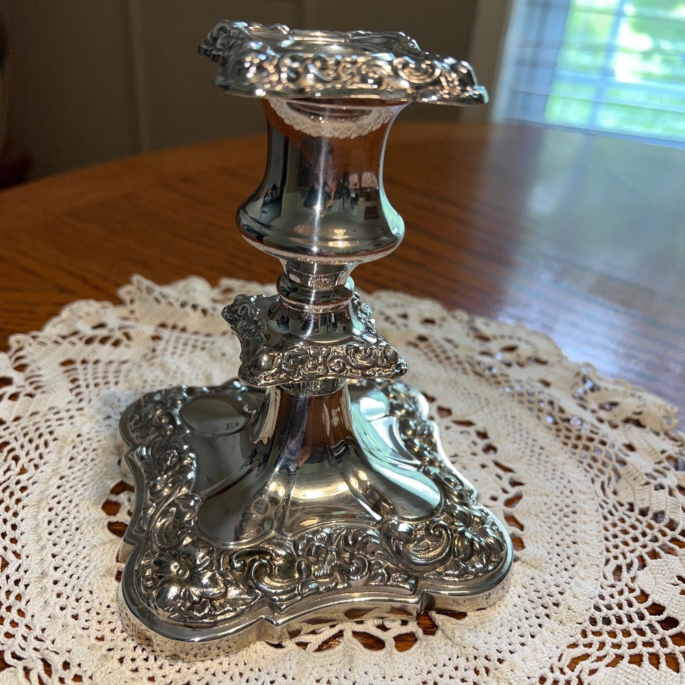 Vintage Silver Plated  BP Ornate Candle Holder